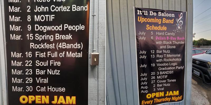 It'll Do Saloon Menu