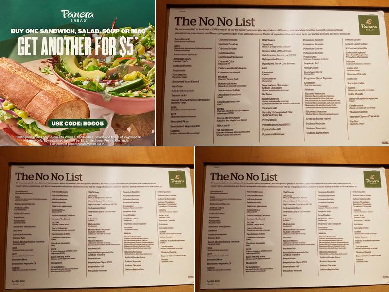 Panera Bread Menu