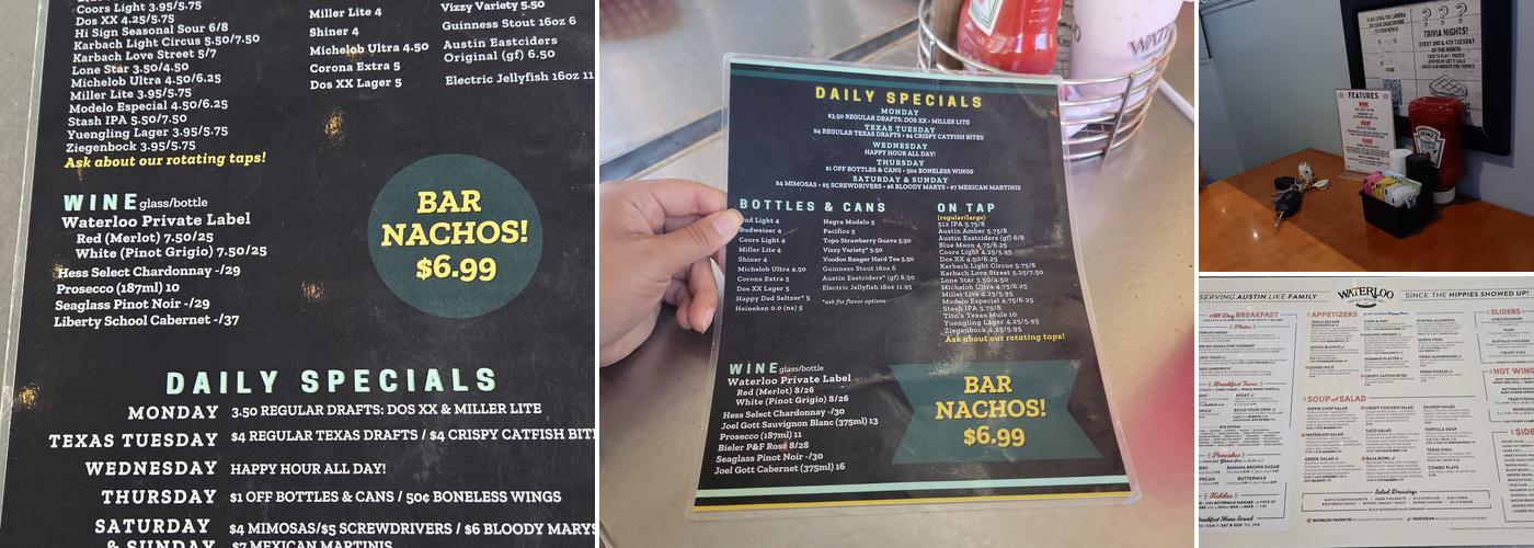 Waterloo Ice House Southpark Meadows Menu