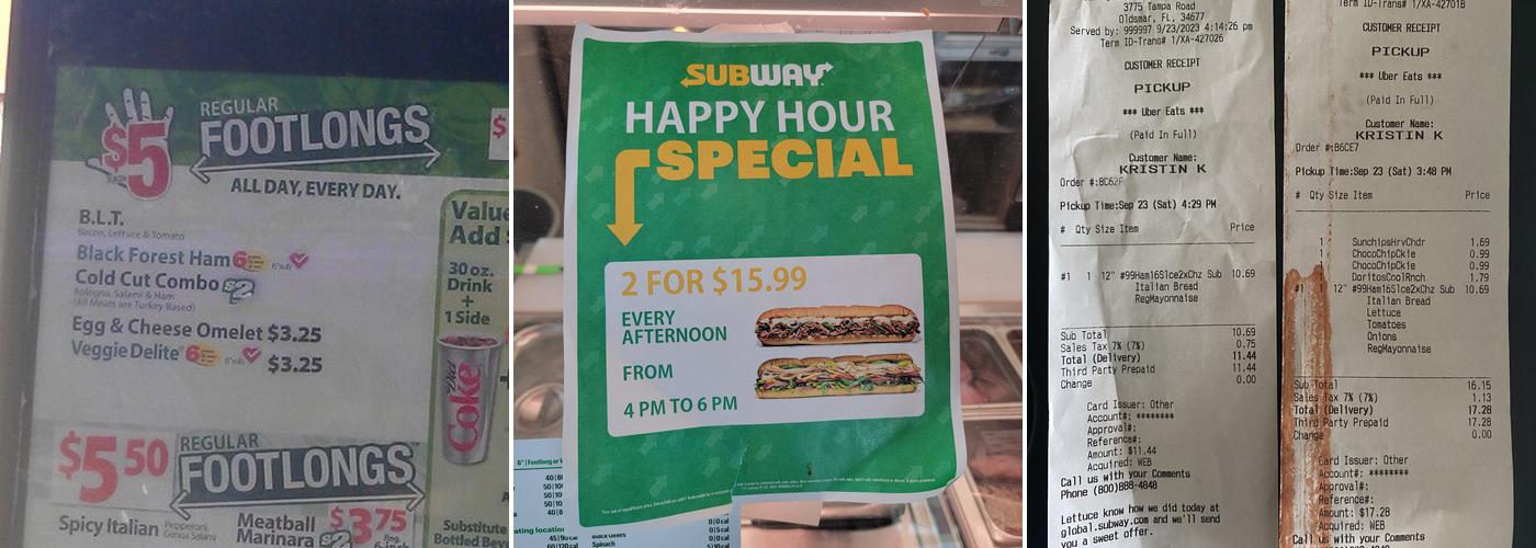 Subway Menu