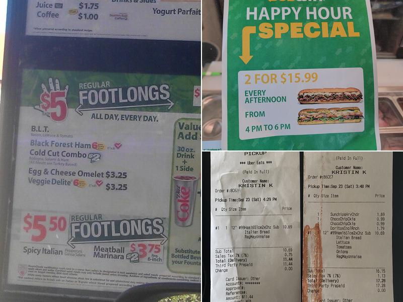 Subway Menu