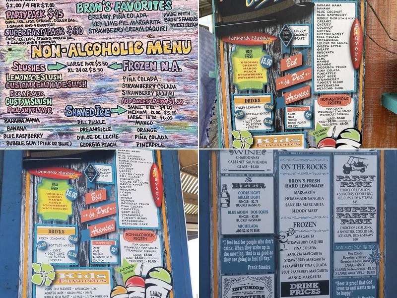 Bron's Shaved Ice and To Go Bar Menu