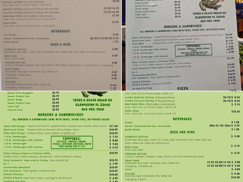 Al's Gator Bait Pub & Grill Menu