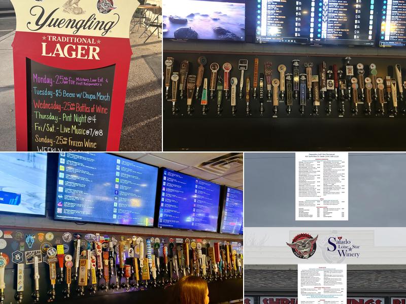 Salado Lone Star Winery & Chupacabra Craft Beer Menu
