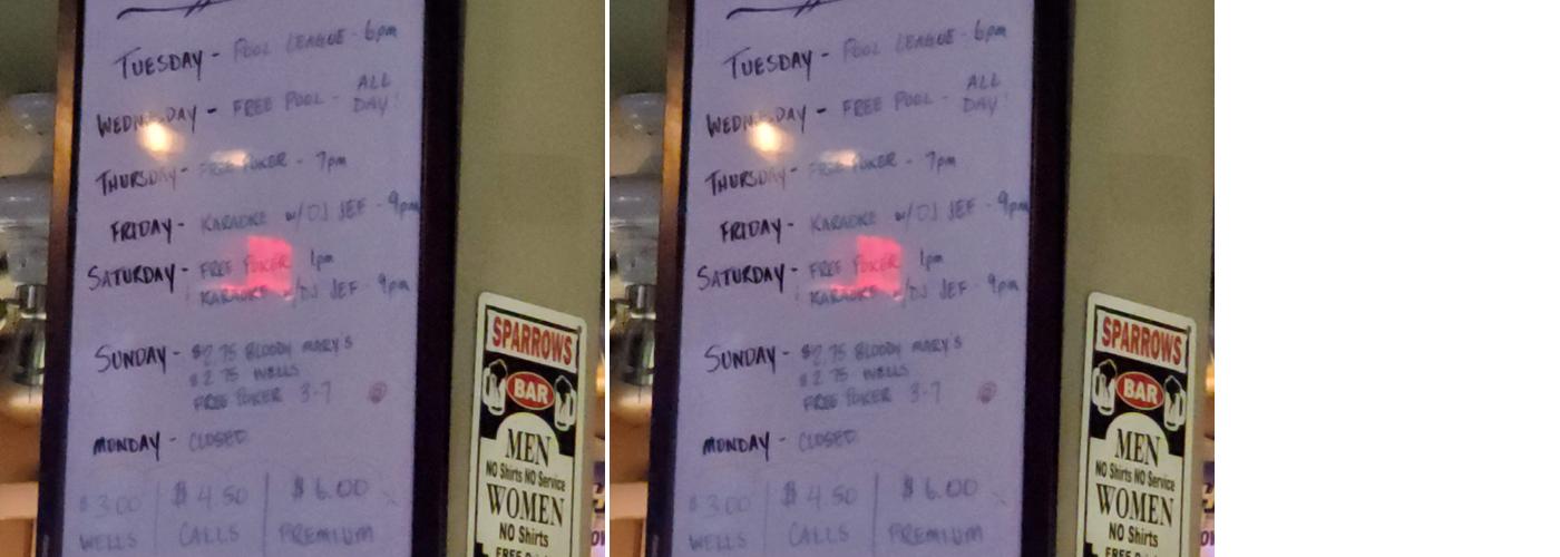 Sparrows Tavern/package store Menu