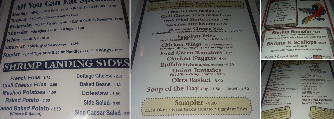Shipwreck Lounge Menu