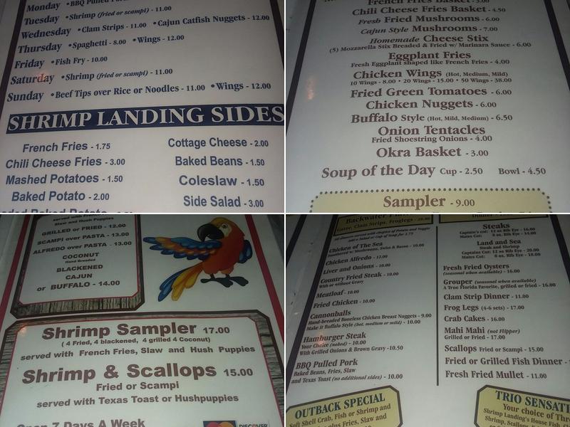 Shipwreck Lounge Menu
