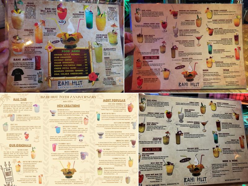 Bahi Hut Tiki Cocktail Lounge Menu