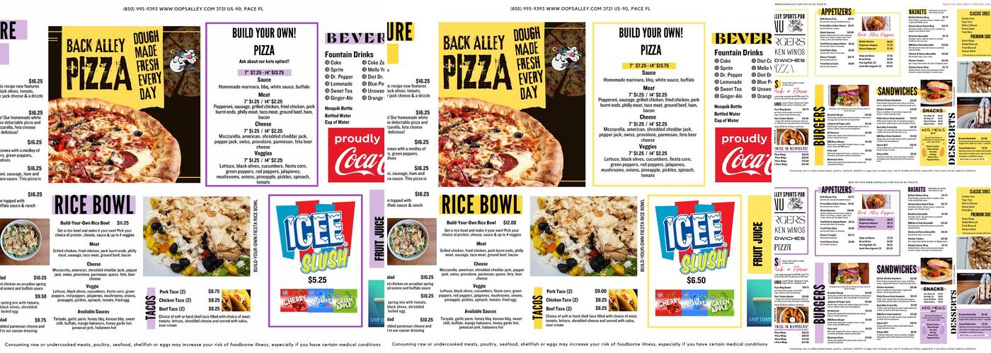 Back Alley Sports Pub Menu