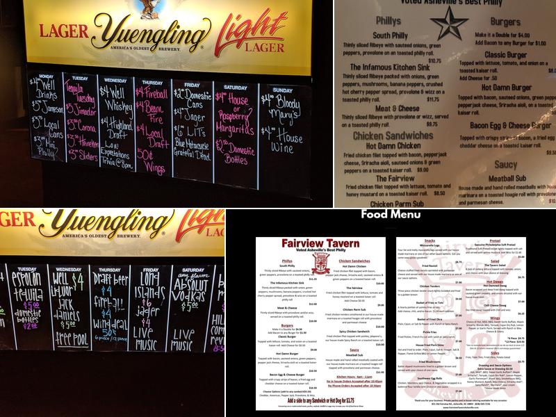 Fairview Tavern Menu