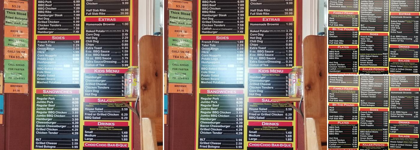 Choo-Choo Bar B-Que Menu