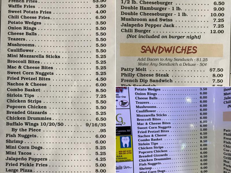 Only One Lounge Menu