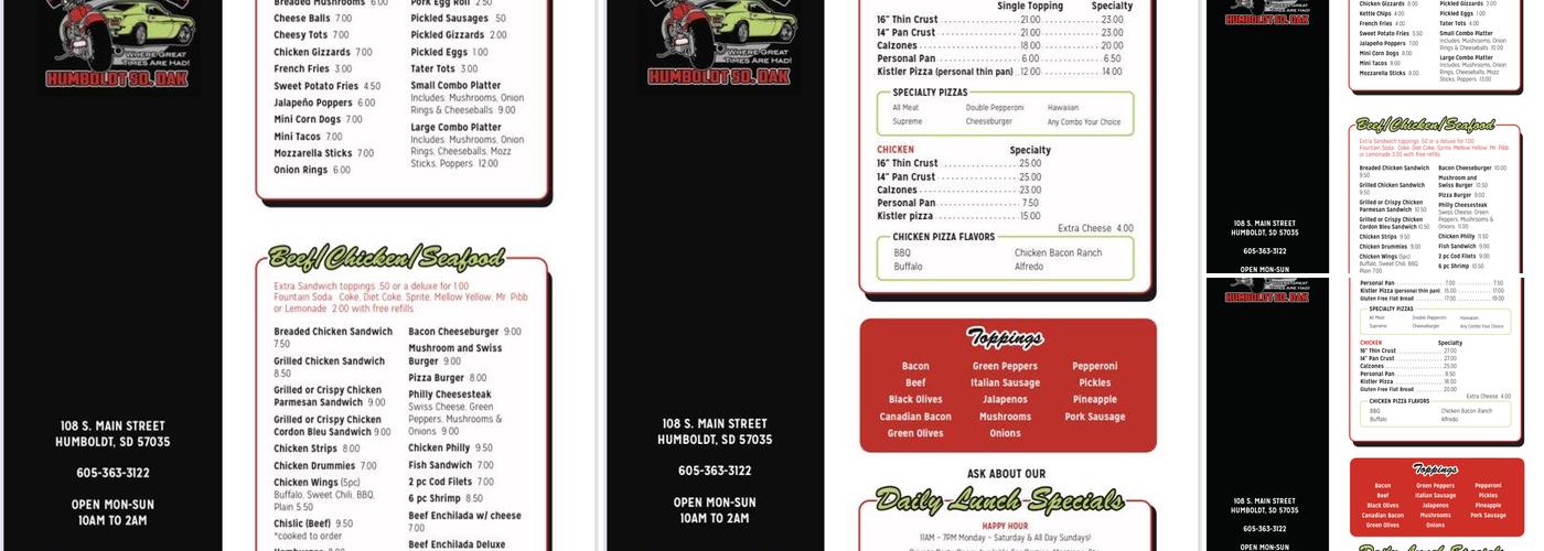 Main Street Humboldt Bar Menu