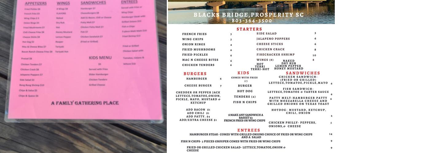 TB's Shack Menu