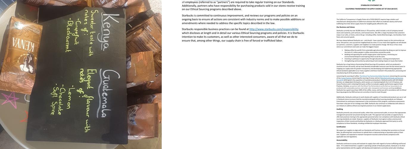 Starbucks Coffee Menu