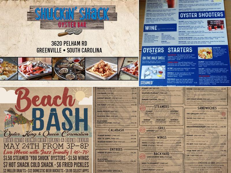 Shuckin' Shack Oyster Bar Menu
