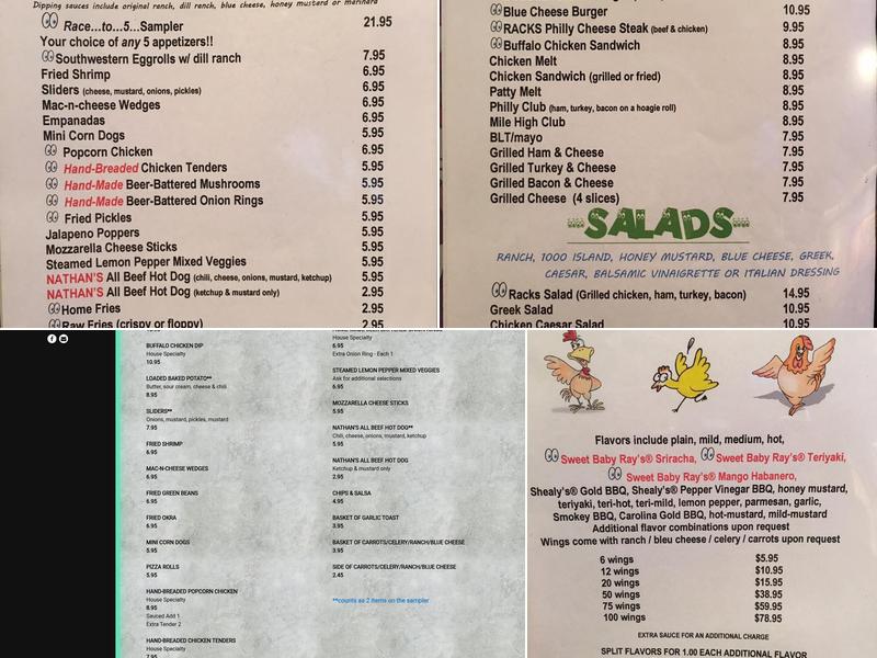 Racks Restaurant & Sports Bar Menu