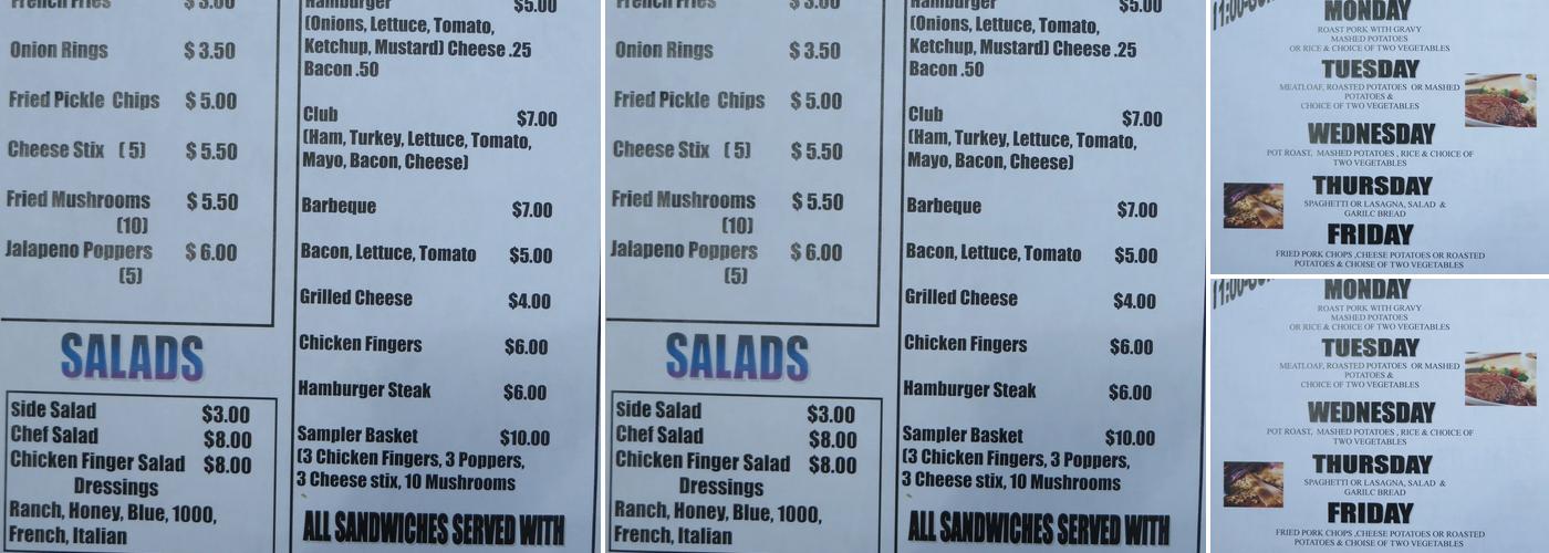 Deb's Bar Menu