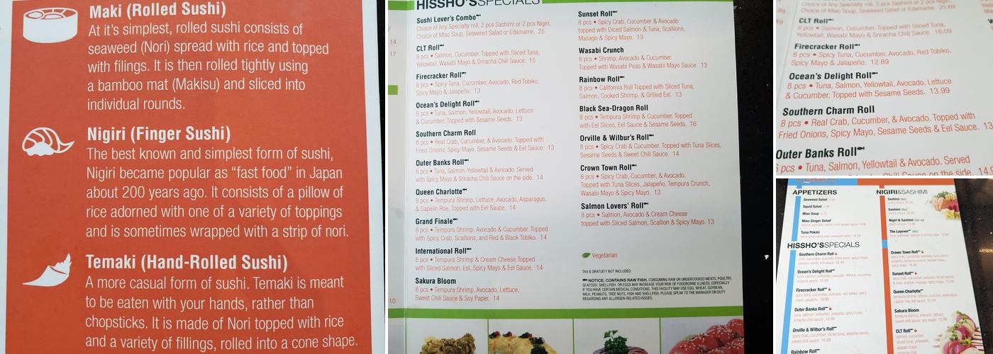 First in Flight Bar Menu