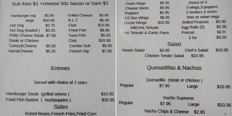 Windjammer Pub Menu