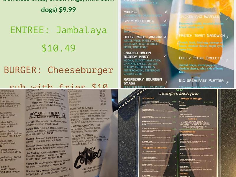 O'Keefe's Irish Pub Menu