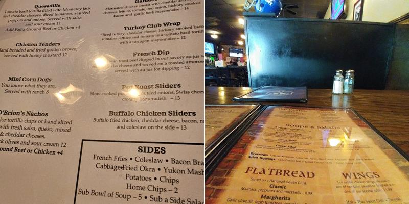 O'Brion's Pub & Grille Menu