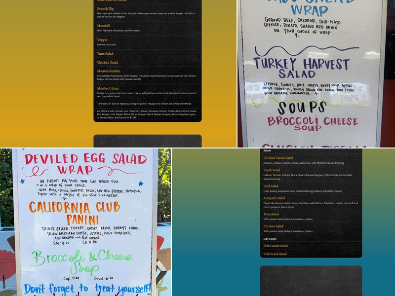 Monte's Sub Shop Menu