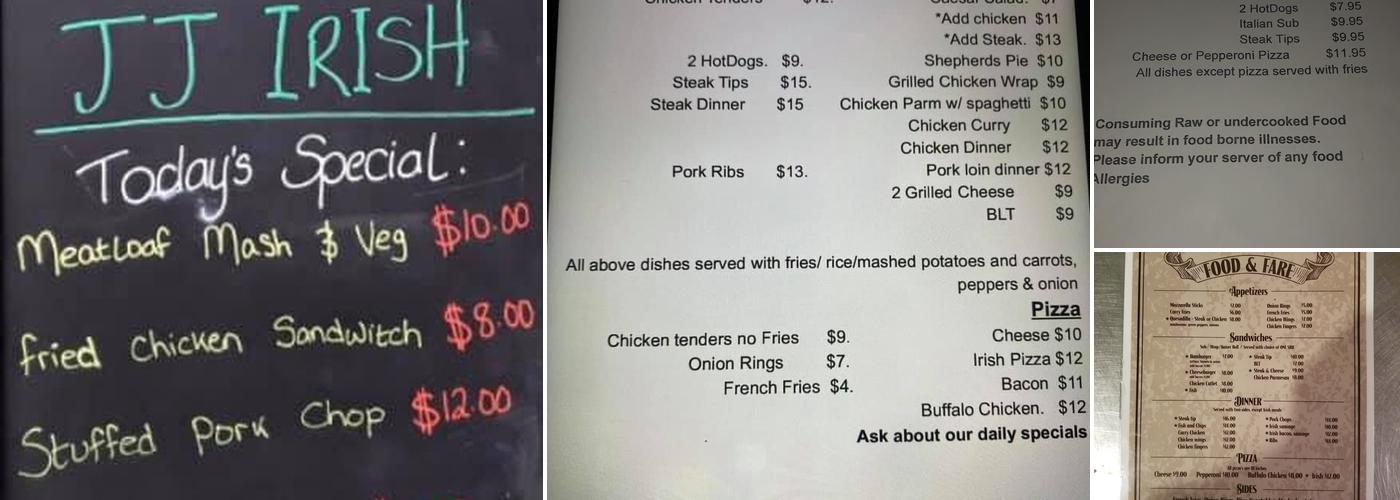 JJ's Irish Pub & Grille Menu