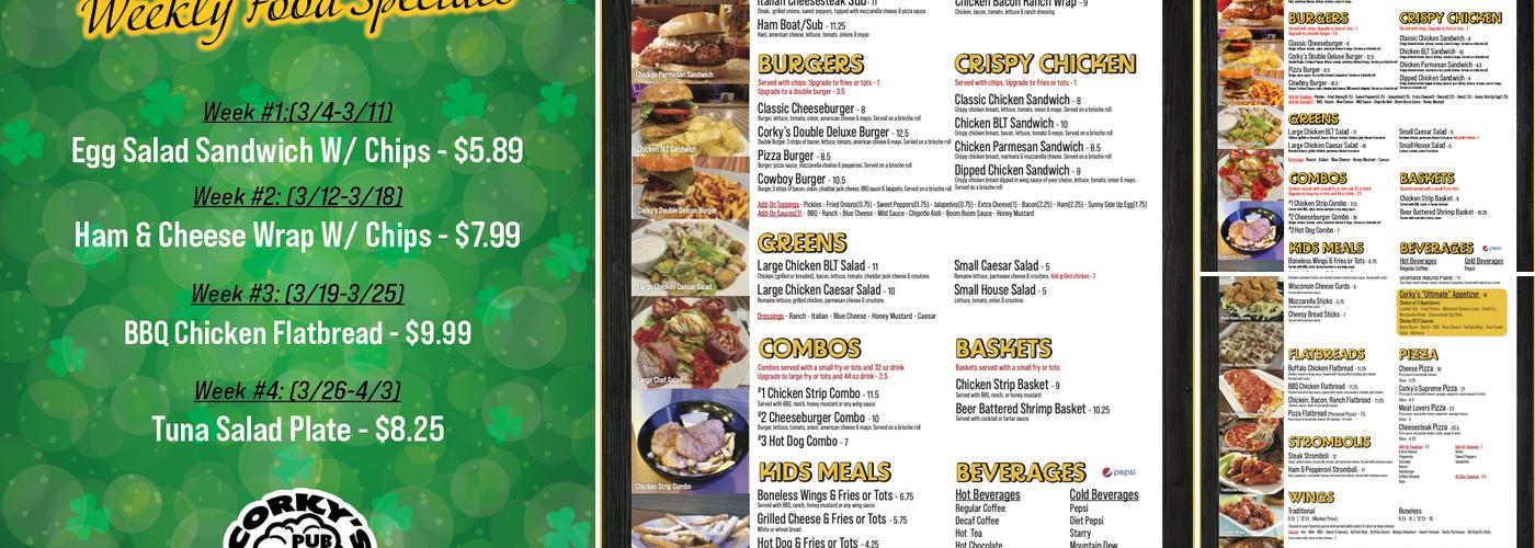Corky's Pub Menu
