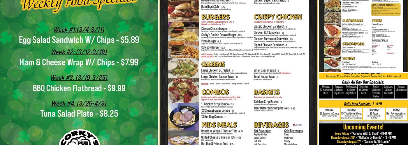 Corky's Pub Menu