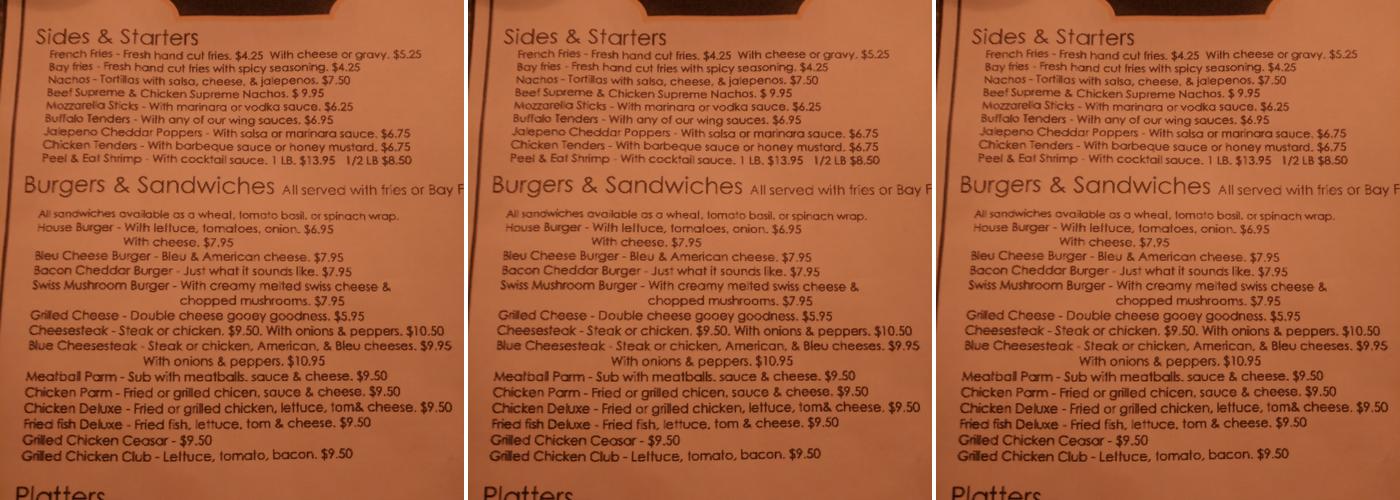 Minooka Pub Menu