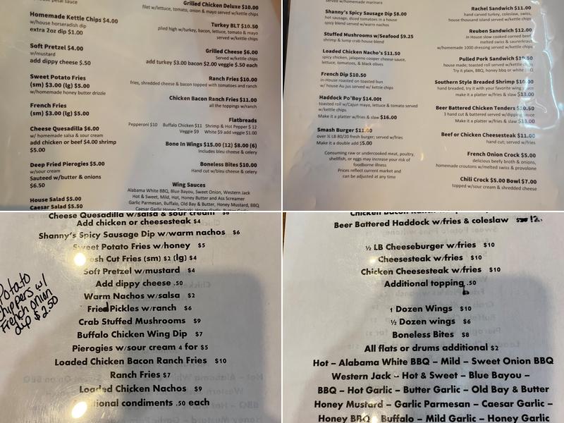 Kelly's Creekside Inn Menu