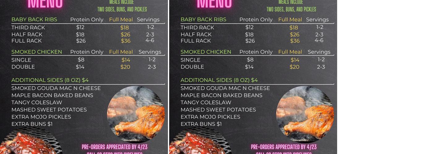 The Sidelines Menu
