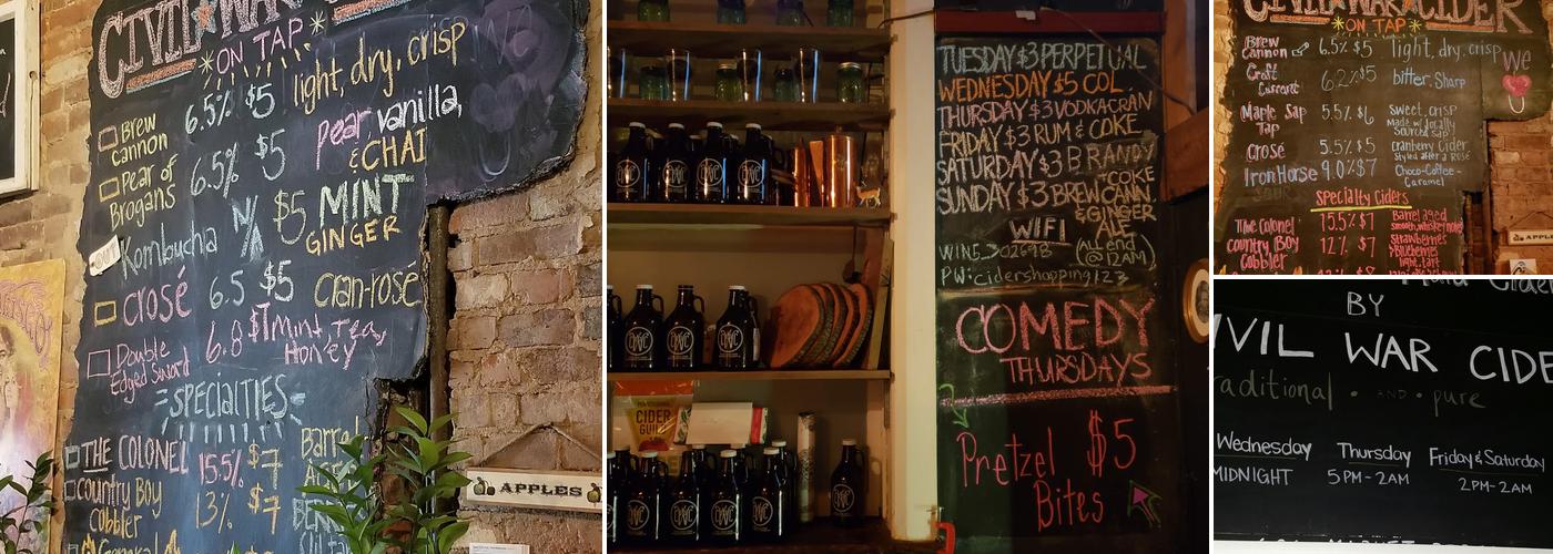 Civil War Cider Menu
