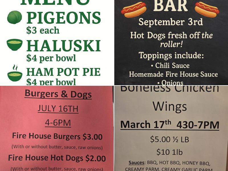 Clover Hose Co. Menu