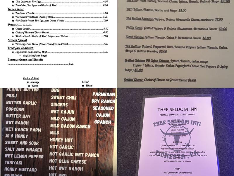 Tionesta Seldom Inn Menu