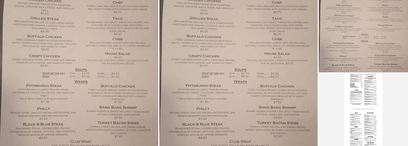 County Line Tavern Menu