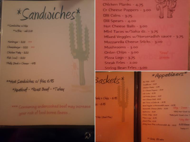 Desperado's Menu