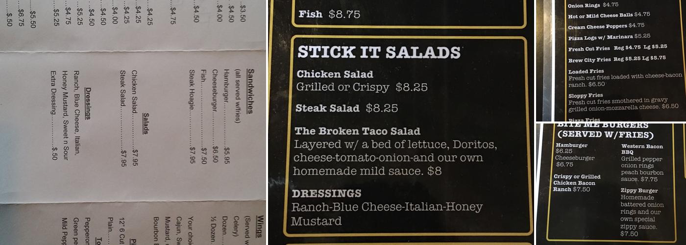 Broken Bottle Menu
