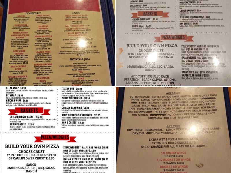 Pitt Stop Pub Menu