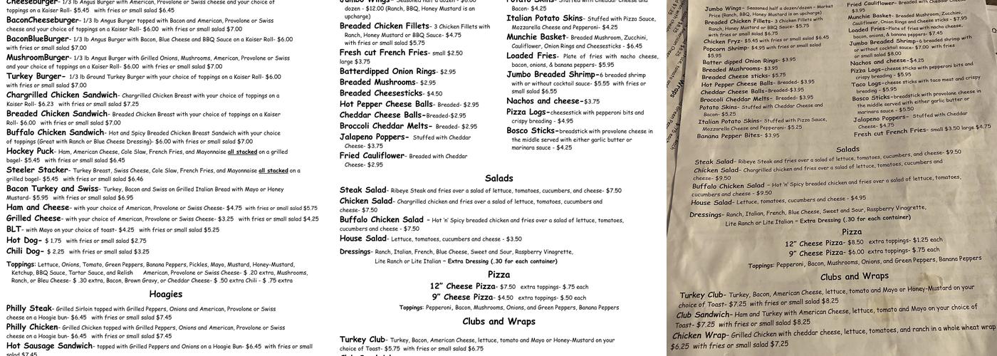 Dew Drop Inn Menu