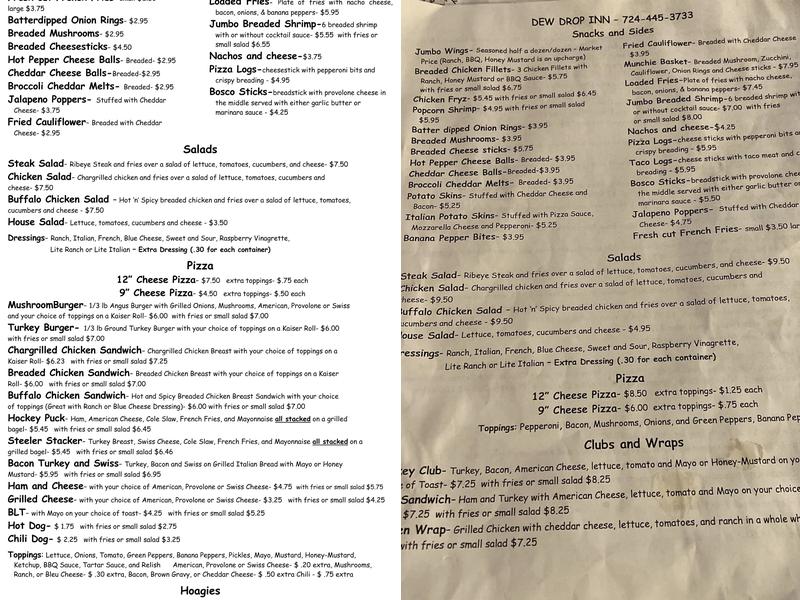 Dew Drop Inn Menu