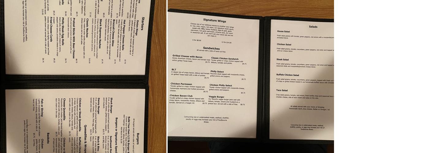 The Barking Shark Bar & Grill Menu