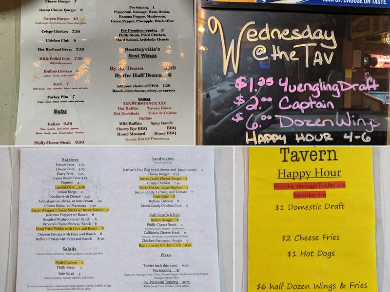New Bentleyville Tavern Menu