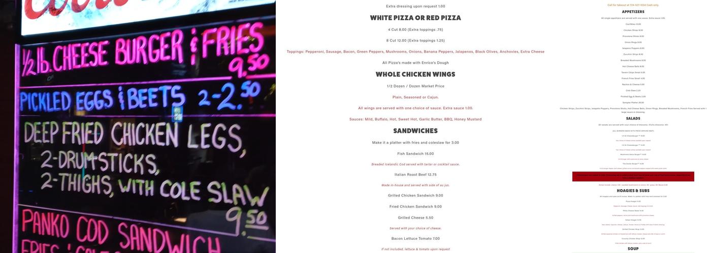 Neighbors Tavern Menu