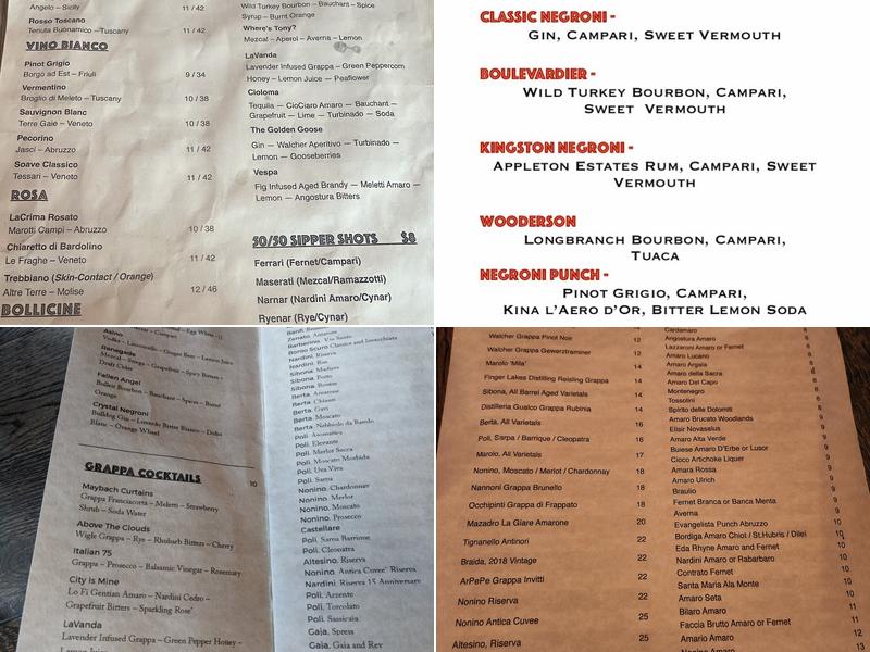 Grapperia Menu