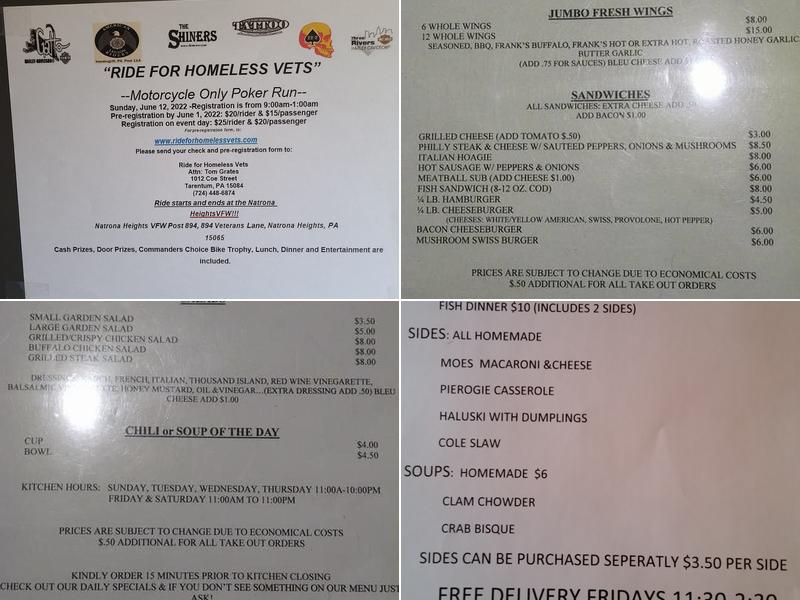 Astorri's Tavern Menu