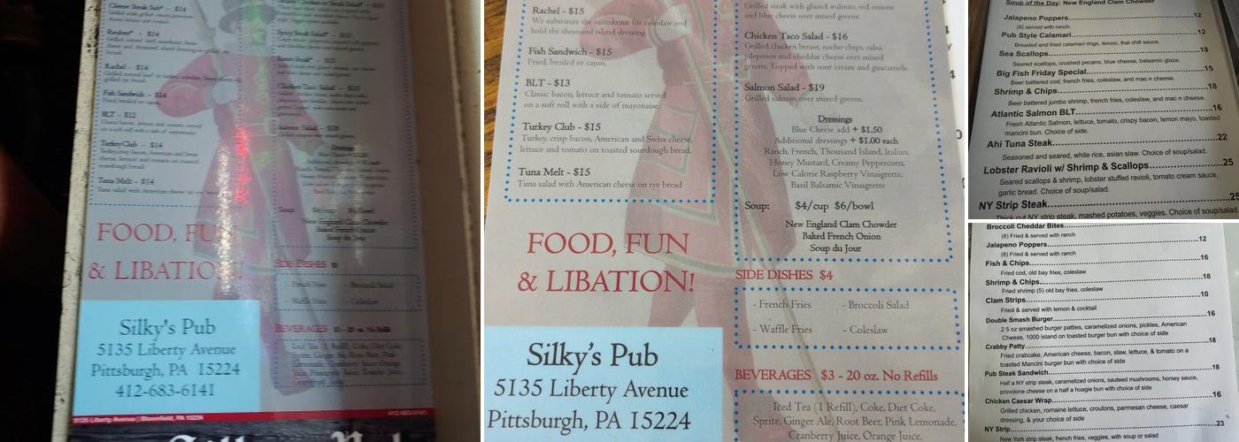 Silky's Pub Menu