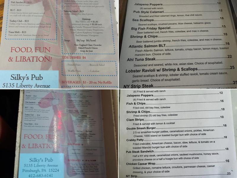 Silky's Pub Menu