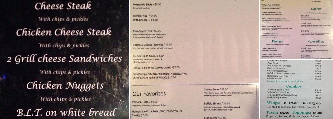 Ryan Pub Menu